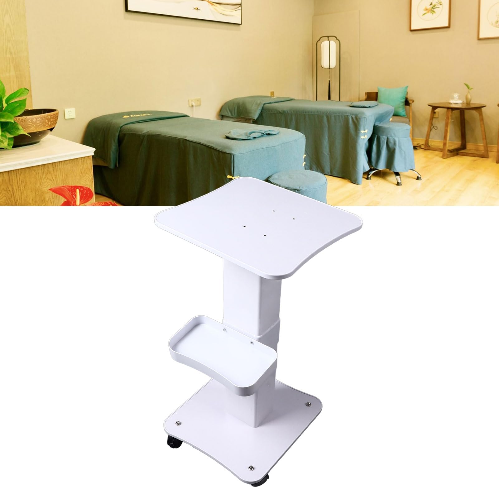 Carrello per Carrelli di Bellezza a 3 Livelli Multiuso con Ruote e Cestino di Stoccaggio per Centri Salone e Benessere - Organizzatore a Rotolamento Spaziale Strumenti Attrezzature Salone
