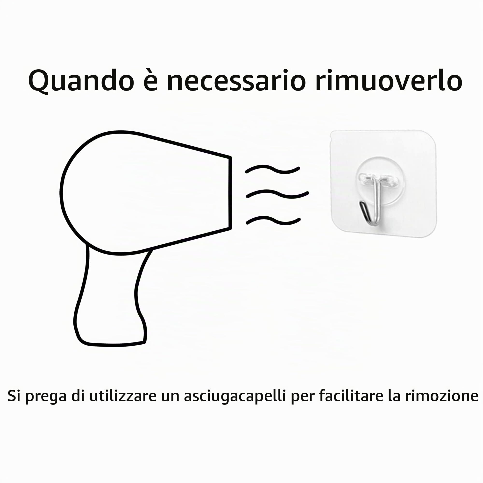 PaiLeWei Gancio Adesivo - 6 pezzi Autoadesivi Ganci Adesivi Trasparenti 5 kg (max), per Bagno, Cucina, Soffitto, Appendere, Parete, Porta, Accappatoi, Portasciugamani (6 Pezzi)