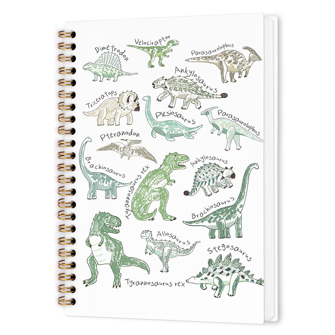 Notatnik spiralny z dinozaurem dla dzieci, pamiętnik z dinozaurami, pamiętniki z dinozaurami, dla chłopców, dzieci, uroczy dinozaur, artykuły biurowe, prezenty, 15 x 20 cm