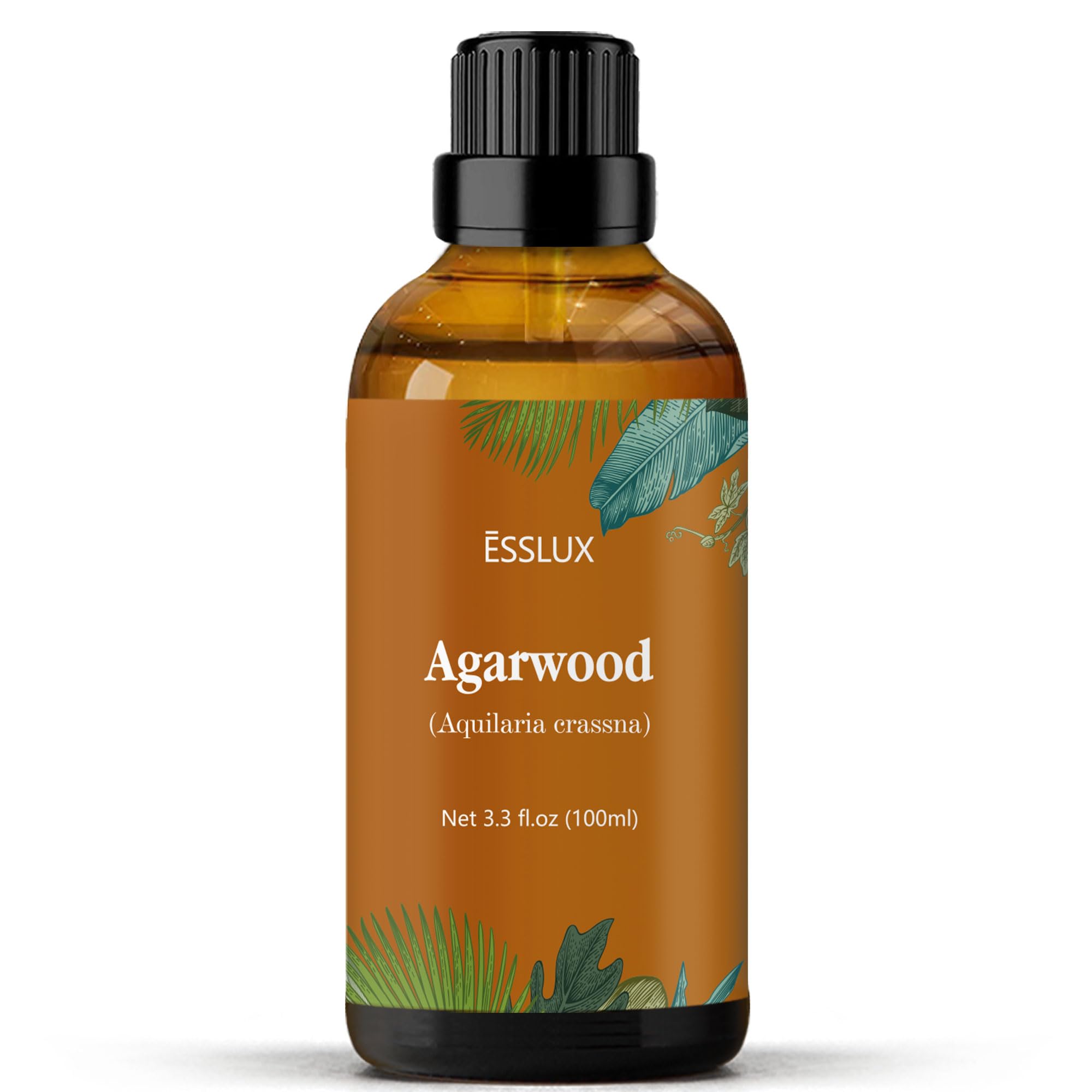Agarwood Essential Oil 100 ml, ESSLUX Large Single Scented Oils 3.3 oz, Aromatherapy Oils for Diffuser, Massage, Soap, Candle Making, Perfume