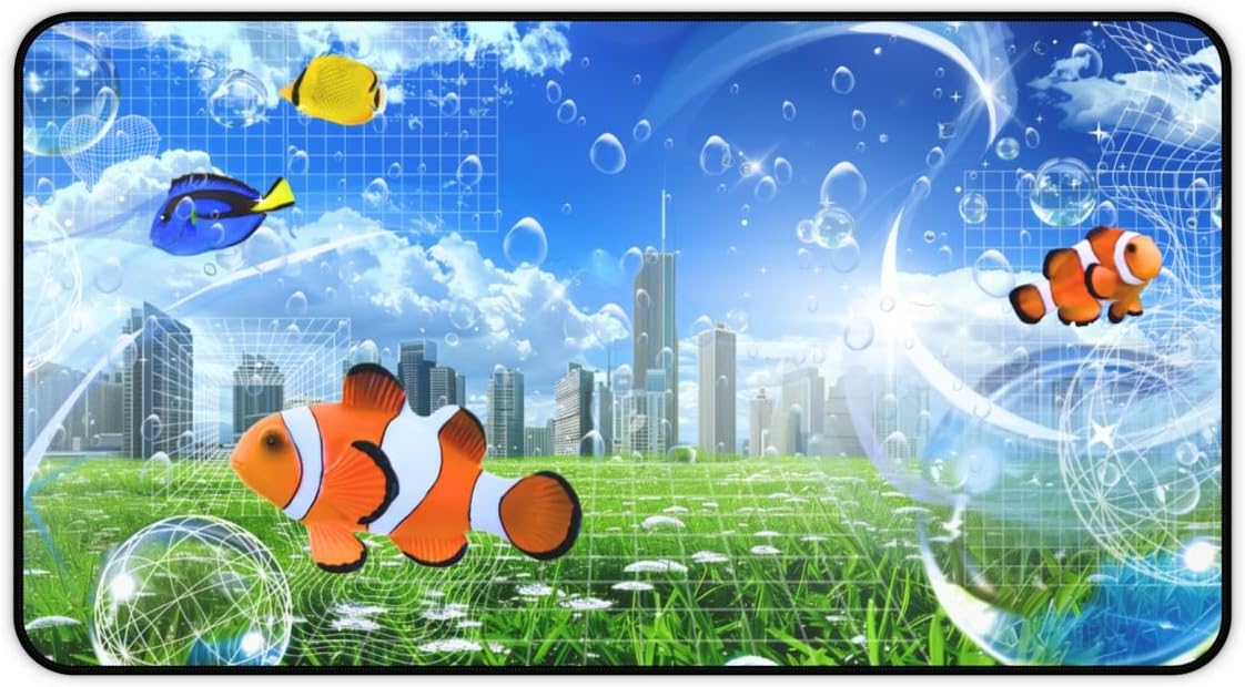 Frutiger Aero Y2K Aesthetic Computer Desk Mat, Home Office Pad, Gaming Vintage Nostalgic 1990s 2000s (Medium 22"x12")