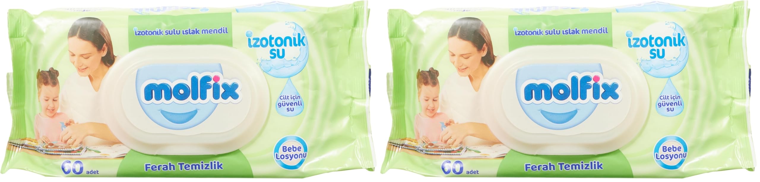Molfix İzotonik Sulu Mendil Ferah Temizlik 60'lı 2li paket