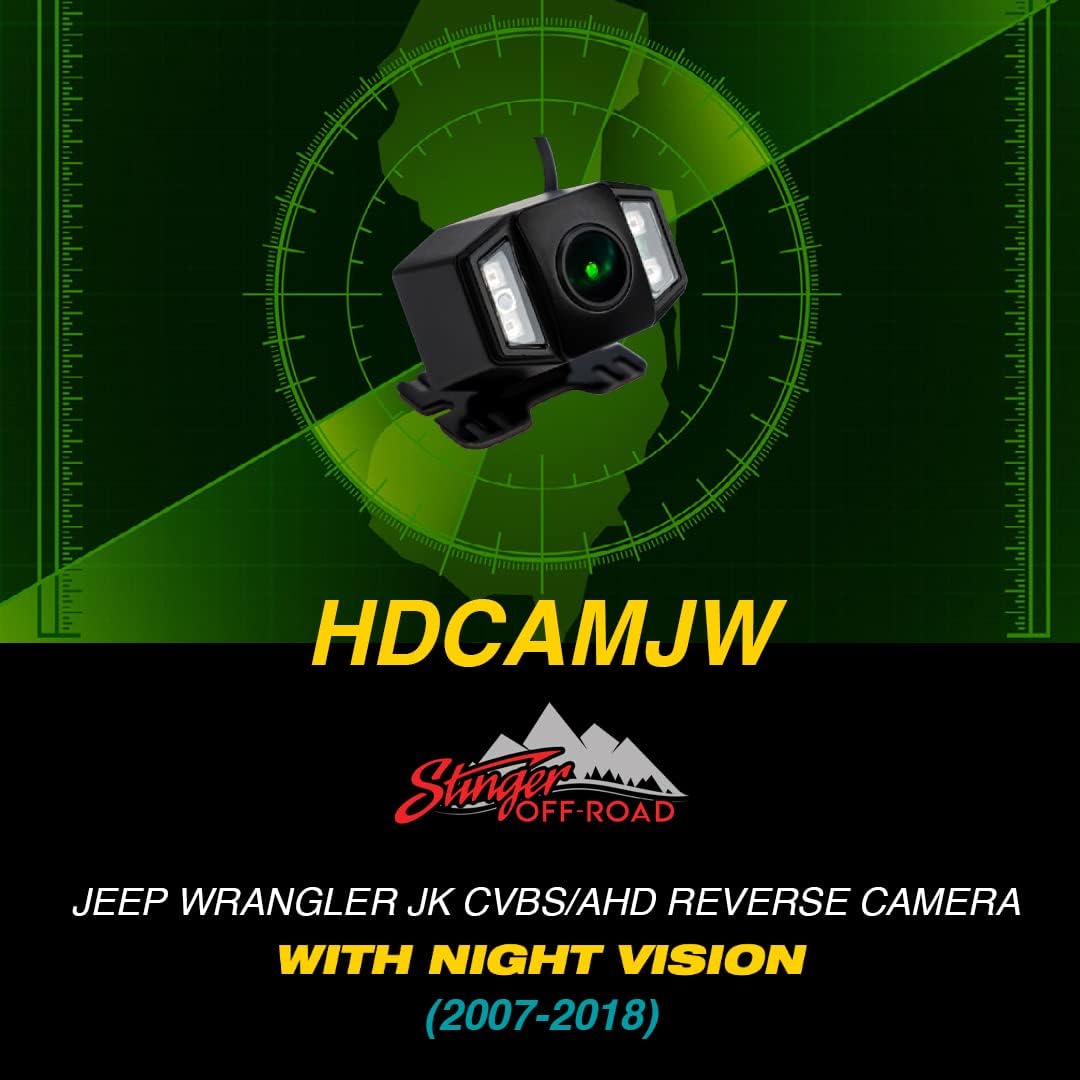 EchoMaster Wrangler JK HD/CVBS Reverse Backup Camera with Spare TIre Mount for Easy Installation, Selectable Parking Lines, Infrared Night Vision, IP67 Rated, Weatherproof (Adjustable Mount)