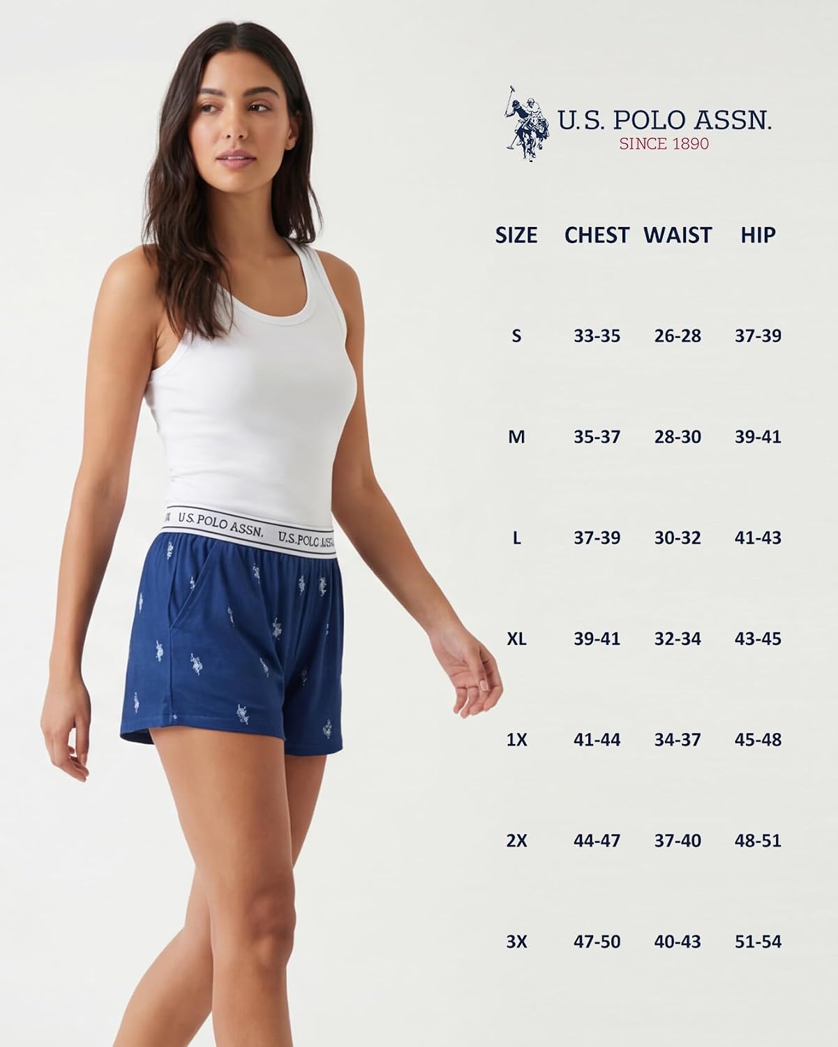 U.S. POLO ASSN. Womens Pajama Shorts with Pockets, Elastic Waist Sleep Shorts for Women, Lounge Short