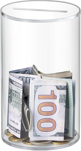 Miniatura 8 de Hicocool Alcancía transparente para adultos y niños, debe romperse para abrir, alcancía de acrílico azul, tarro de ahorro de dinero sin abrir