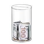 Hicocool Clear Piggy Bank, Acrylic Piggy Bank for Adults Must Break to Open, Unopenable Money Saving Box for Boys Girls Birthday Gift (6 H x 3.54 D)