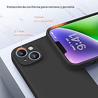 Vista 3 de Miracase - Funda diseñada para iPhone 14 de silicona líquida, a prueba de golpes, con protector de pantalla, protección para cámara y forro de Negro