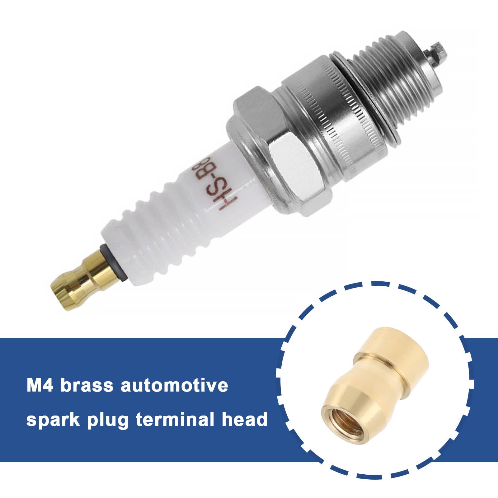 SING F LTD 10pcs M4 Spark Plug Terminal Nut Brass Spark Plug Bullet Head Terminal Ignition Spark Plug Nipple Nut M4 Spark Plug Brass Connector Car Accessories