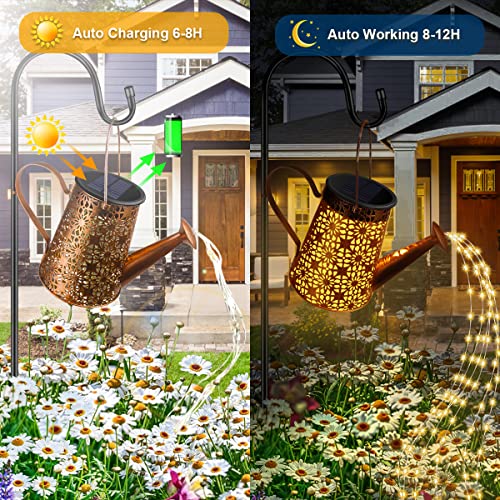 JORETLE Regador Solar com Luzes, Luzes Solares Ao Ar Livre Luzes Solares Decorativas de Jardim Lante