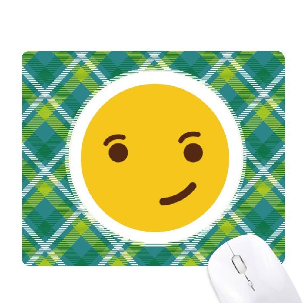 Tapis de souris pixel grille verte avec schéma smiley jaune mignon