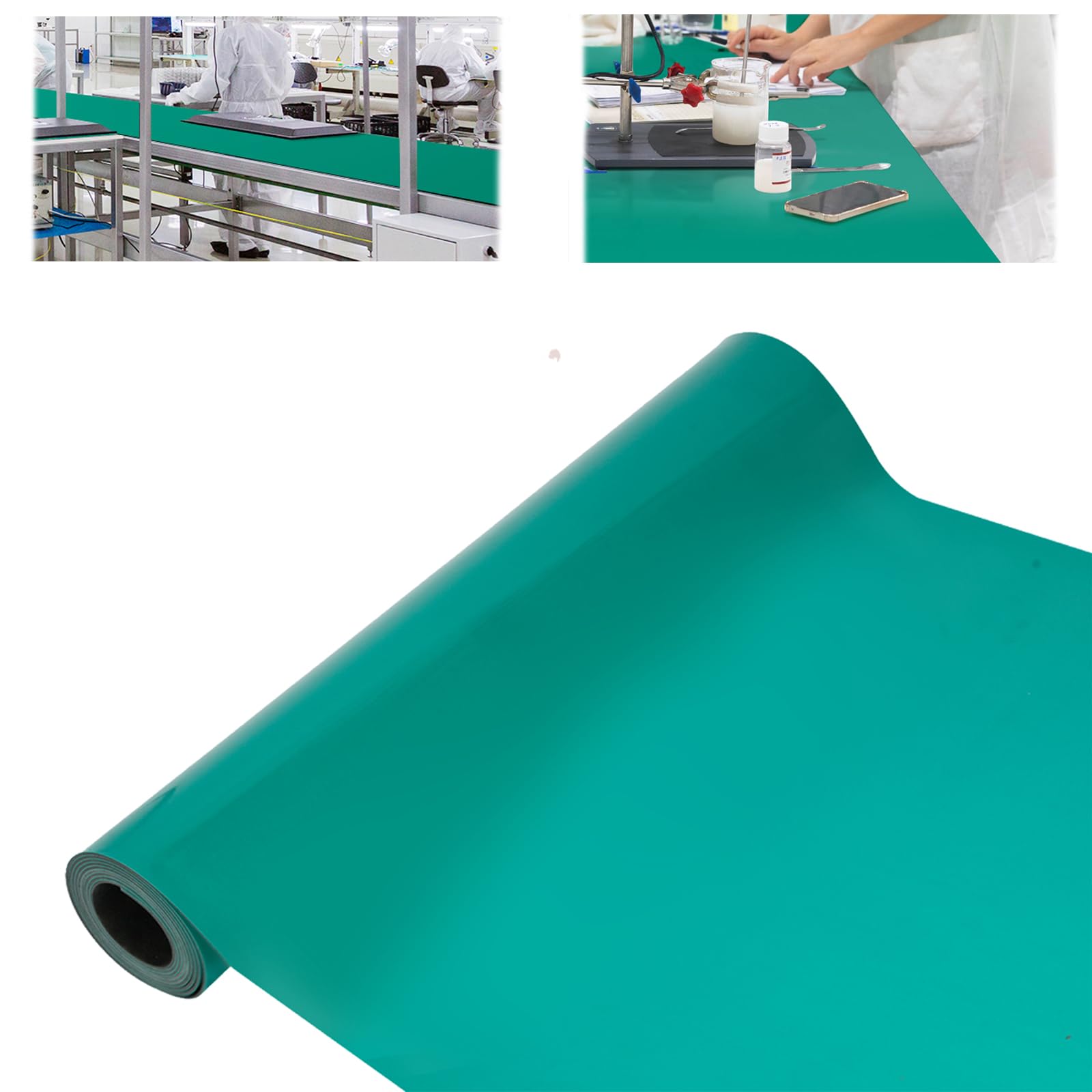 uyoyous ESD Anti Static Mat 23"x118" - High Temp 480°F Soldering Rubber Mat for Electronics Repair, PC Building & Workbench, Double Layer Grounding Mat for Static Protection