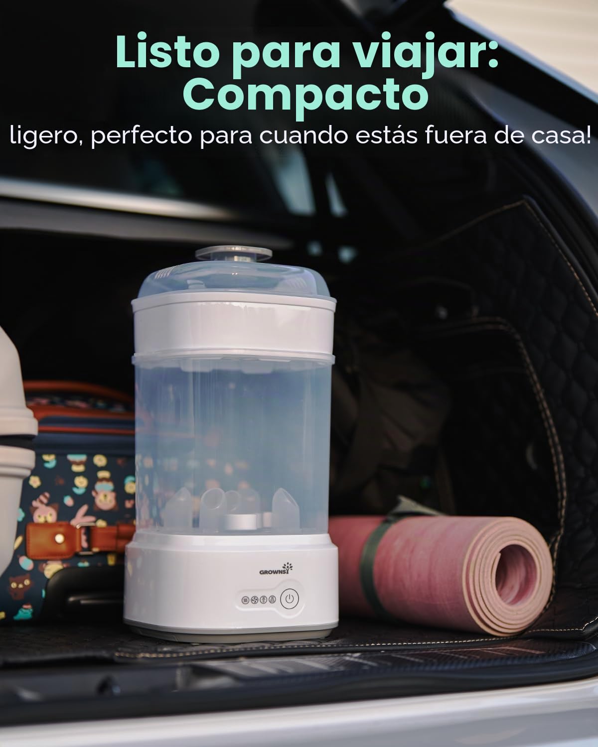 Grownsy Esterilizador y Secador de Biberones 5 en 1 – Eléctrico, Compacto y Rápido, para Biberones, Chupetes y Piezas de Sacaleches
