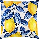 Brvsk Lemons. Needlepoint Kit w/Printed Tapestry Canvas (40 × 40 cm) — Needlepoint Cushion Kit for Creative Home Décor — Needlework Kit for Adult Beginners