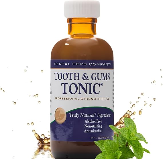 Dental Herb Company Tooth & Gums Tonic Mouth Wash - Travel Size ** (2 oz.) ** Made with Pure Essential Oils to Relieve Bad Breath, Bleeding and Irritated Gums.