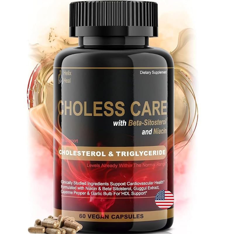 Helix Heal Suplemento de Alho com Esteróis Vegetais, Niacina, Policosanol, Guggul e Pimenta-caiena, 60 cápsulas