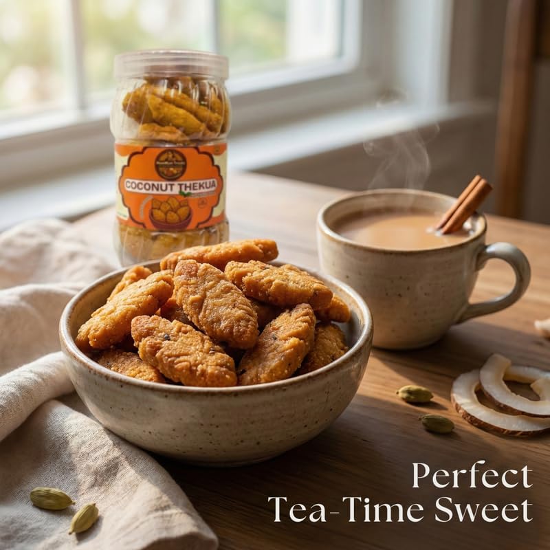 Image of MumMum Treats Coconut Thekua 350g | Bihari Traditional Mithai | Handcrafted Sweet Snack Made with Jaggery