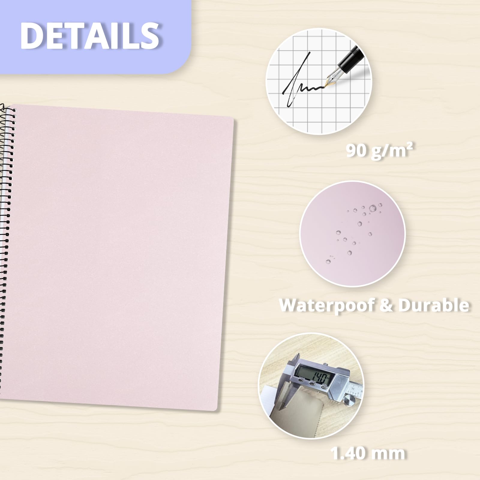 ONAVIA Pack 5 Cuadernos de Cuadrícula A5, 80 Hojas Papel 90g/m², Negro | Cuadrícula 5 mm con Encuadernación Espiral, Libreta para Apuntes, Bocetos, Registro de Datos y Tareas