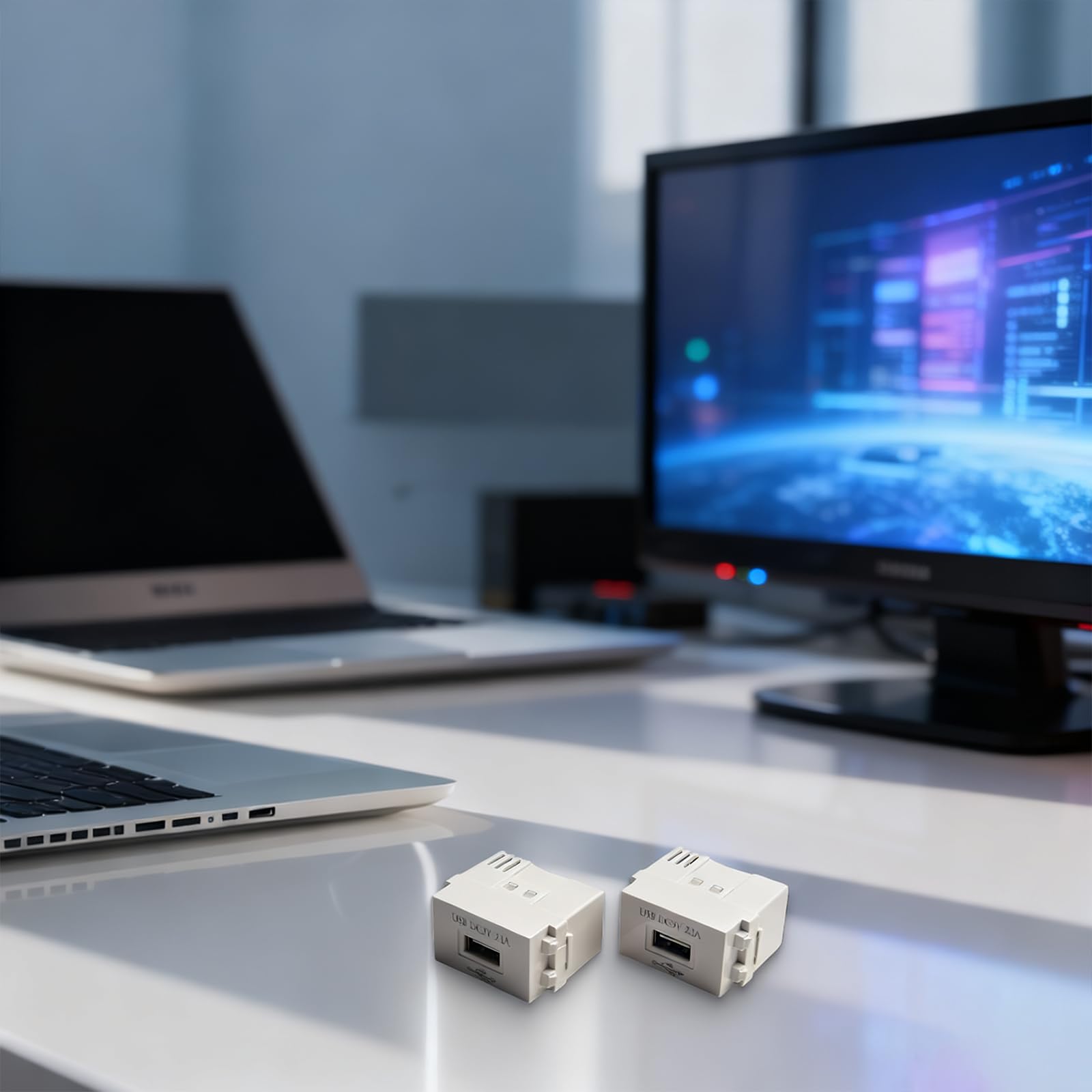 Moduł zasilania USB, 3 sztuki, podtynkowy zasilacz sieciowy: gniazdo 220 V na transformator 5 V, gniazdo USB 2,1 A, adapter przełączający do urządzeń USB, smartfonów (3 sztuki)