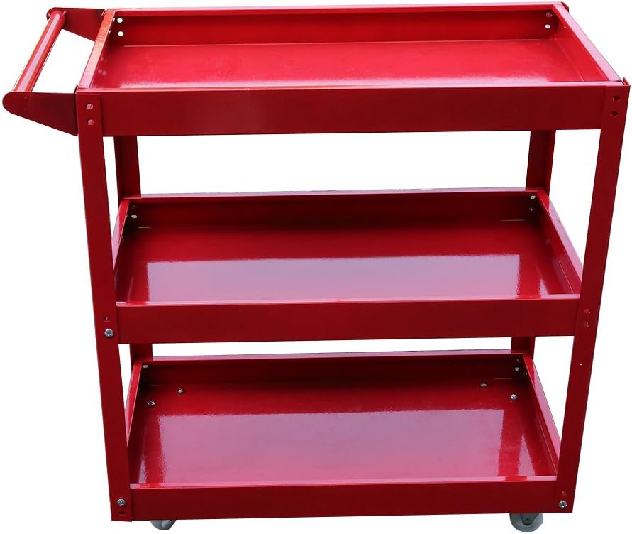 3 Layers Non-folding Metal Storage Trolleys Racks Kitchen Shelving Holders Utility Organizer Drawer Organizers Standing Shelf Units Service Carts With 4 Rolling Castors Wheels,Load Capacity:450lb
