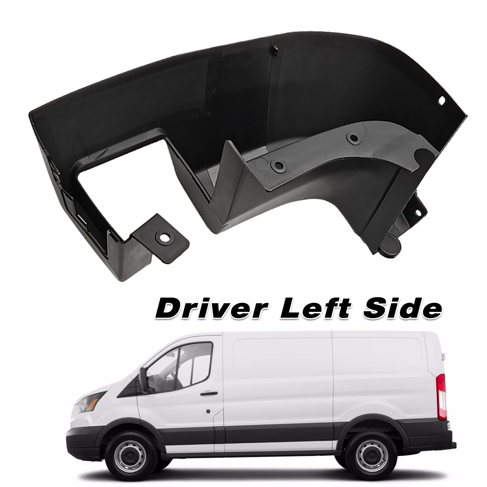 HAPSO Left Rear Bumper Side End Cap Cover Compatible with 2015-2019 Ford Transit T150 T250 T350,Textured Finish,Made of Plastic