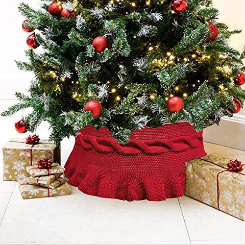 Gentlecarin Christmas Tree Collar, Knitted Red Christmas Tree Ring, 3D Christmas Tree Bottom Decoration For Homes, Shopping Malls Yards Squares 70Cm #TOP2