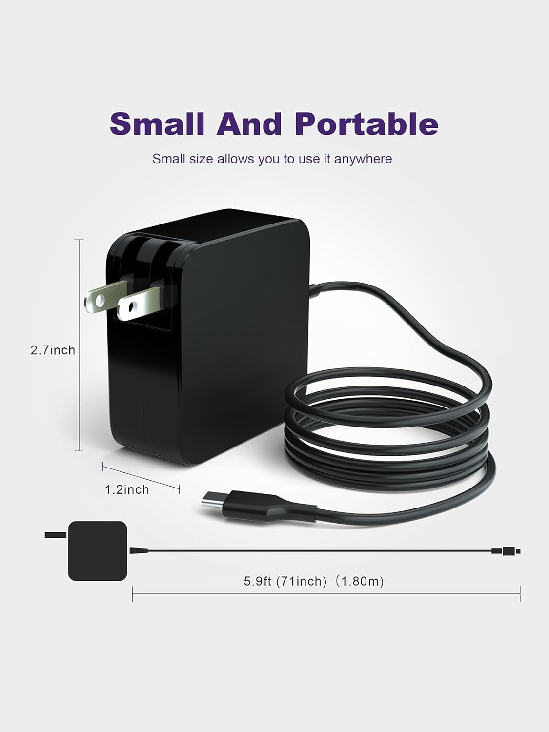 65W USB Type-C Charger Compatible with Nimo N15A N151 N151S N152 N153 N154 N100 15.6" N171 N171S 17.3" Laptop Notebook PC Power Adapter Supply Cord Charger Charging Cable