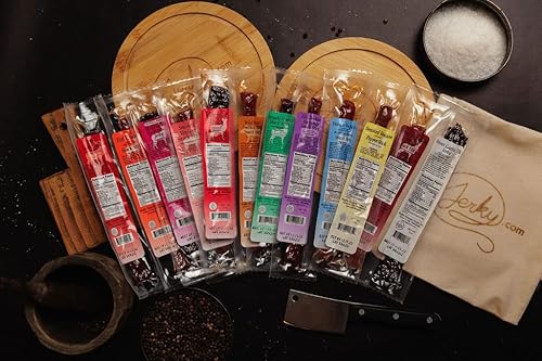 Miniatura 5 de Cesta de regalo de palitos de cecina de 38 piezas  Paquete variado de carne seca de res, venado, búfalo, alce y más  Set de regalo de carne y queso