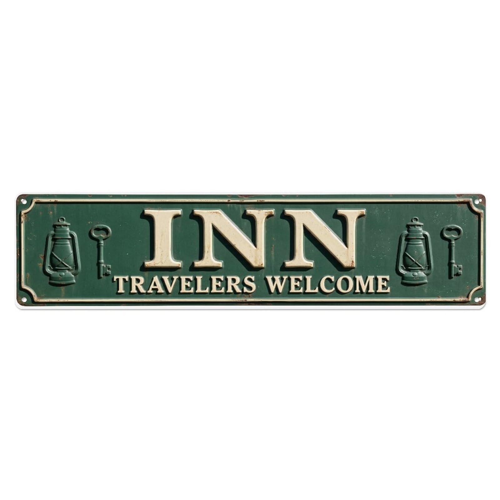 INN Lodging Meals Metal Tin Skinny Sign Plaque Wall Decor for Cafe, Club Bar, Office, Home Garden Metal Poster 4x16Inch
