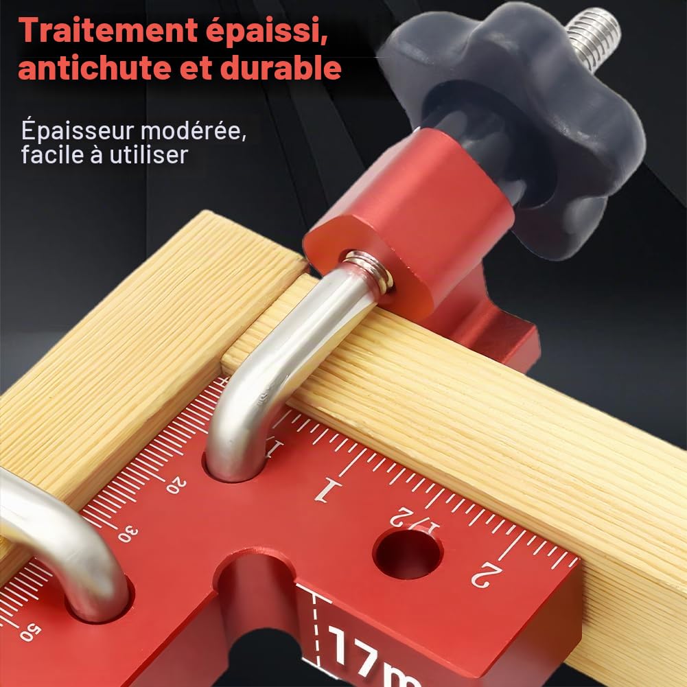 Lot de 2 équerres de positionnement à 90 degrés - Pinces à angle droit en alliage d'aluminium - Tendeur d'angle à angle droit - Outils de travail du bois - Équerre de charpentier pour le travail du