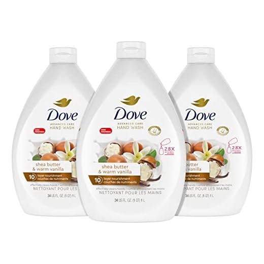 Dove Advanced Care Hand Wash Shea Butter & Warm Vanilla Pack of 3 For Soft, Smooth Skin, More Moisturizers Than The Leading Ordinary Hand Soap, 34 oz