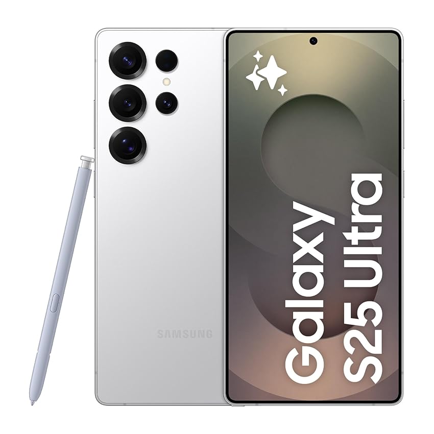 Samsung Galaxy S25 Ultra Smartphone AI, 3 anni di Garanzia del produttore, Display 6.9'' QHD+ Dynamic AMOLED 2X, Fotocamera 200MP, RAM 12GB, 1TB, 5.000 mAh, Titanium Whitesilver [Versione italiana]