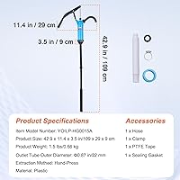 Vista 8 de VEVOR Bomba de tambor, 9.5 onzas por carrera, bomba de barril de acción de palanca, se adapta a tambores de 5-55 galones con ensamblaje de tubo