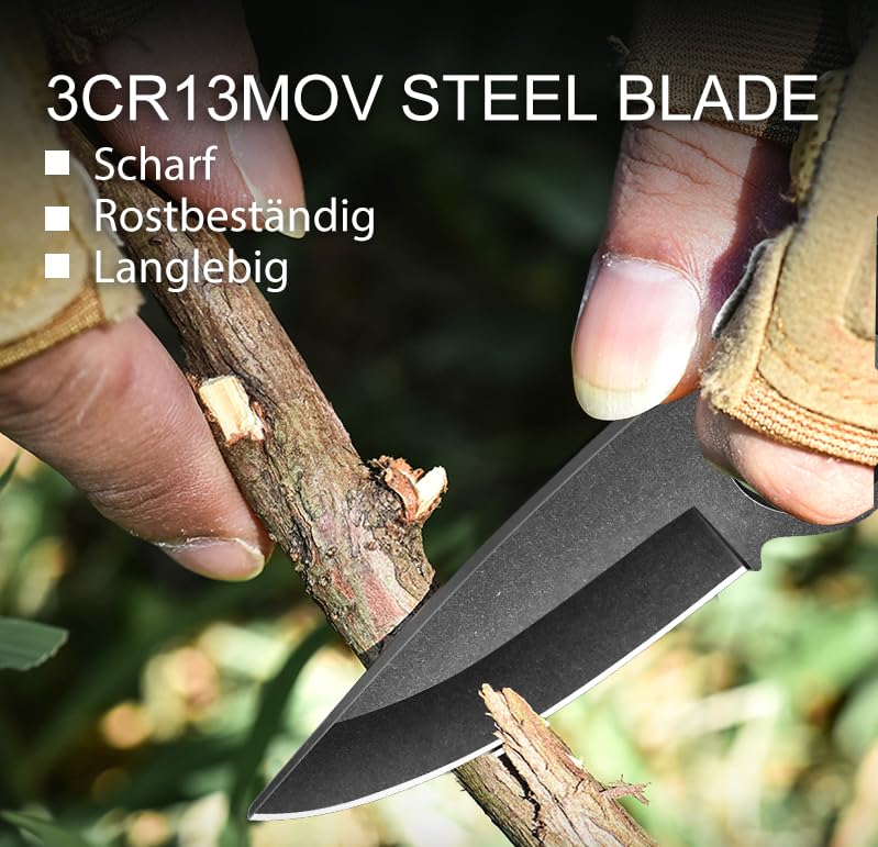 Omesio Petit Couteau de Survie Ceinture Compact Robuste | Étui robuste inclus, format compact. Idéal camping, plein air, cadeau amateurs outdoor.