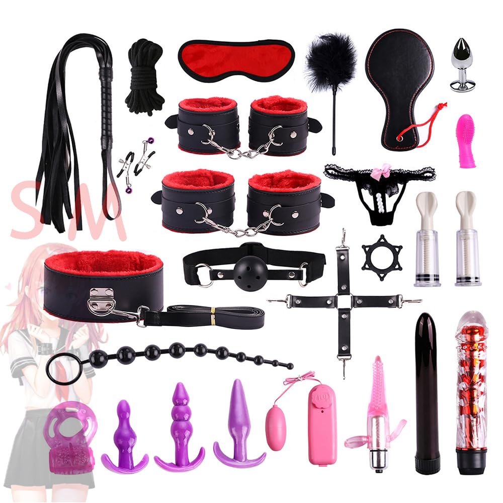 26 Pezzi B`SD'M Set Avventura Romantica per Giochi di Ruolo Accessori per Coppie - Nero e Rosa