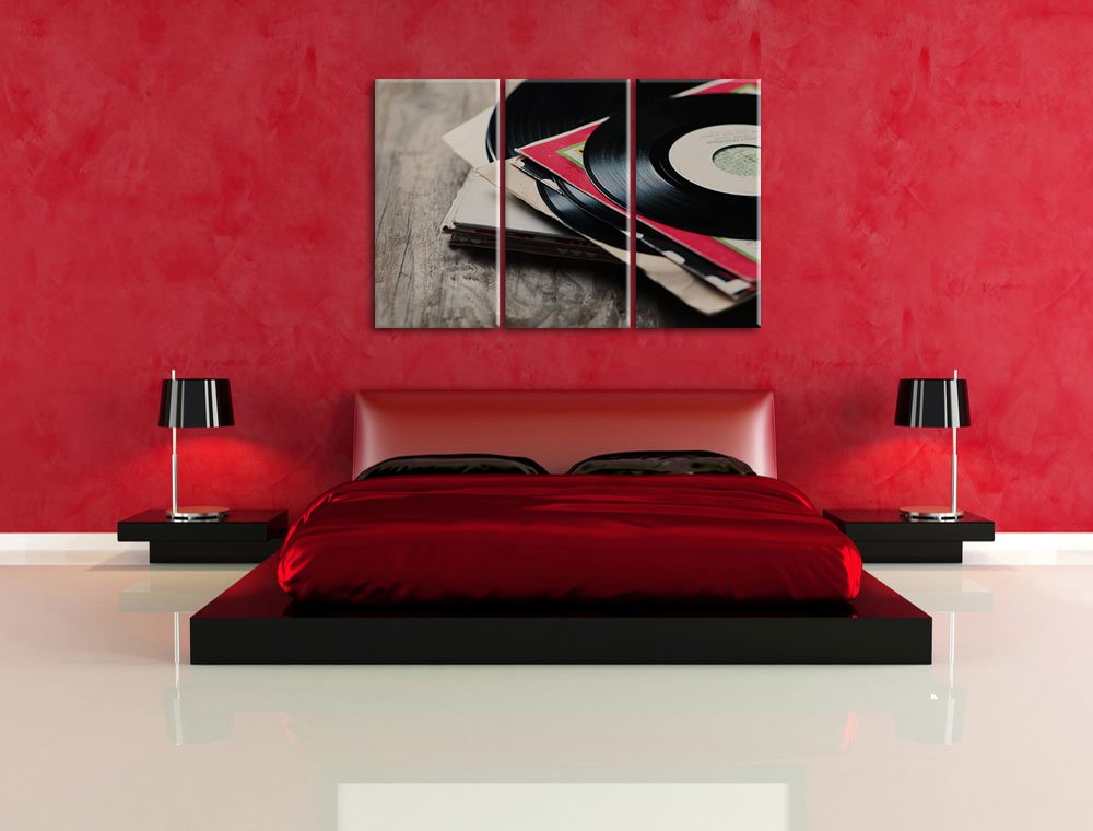 Record, musica, musica, dj, 3 pezzi di tela 120x80 immagine immagine su tela, enorme XXL Immagini completamente Pagina con la barella, stampe d'arte su murale con la struttura, gänstiger come la pittura o pittura ad olio, nessun manifesto o poster