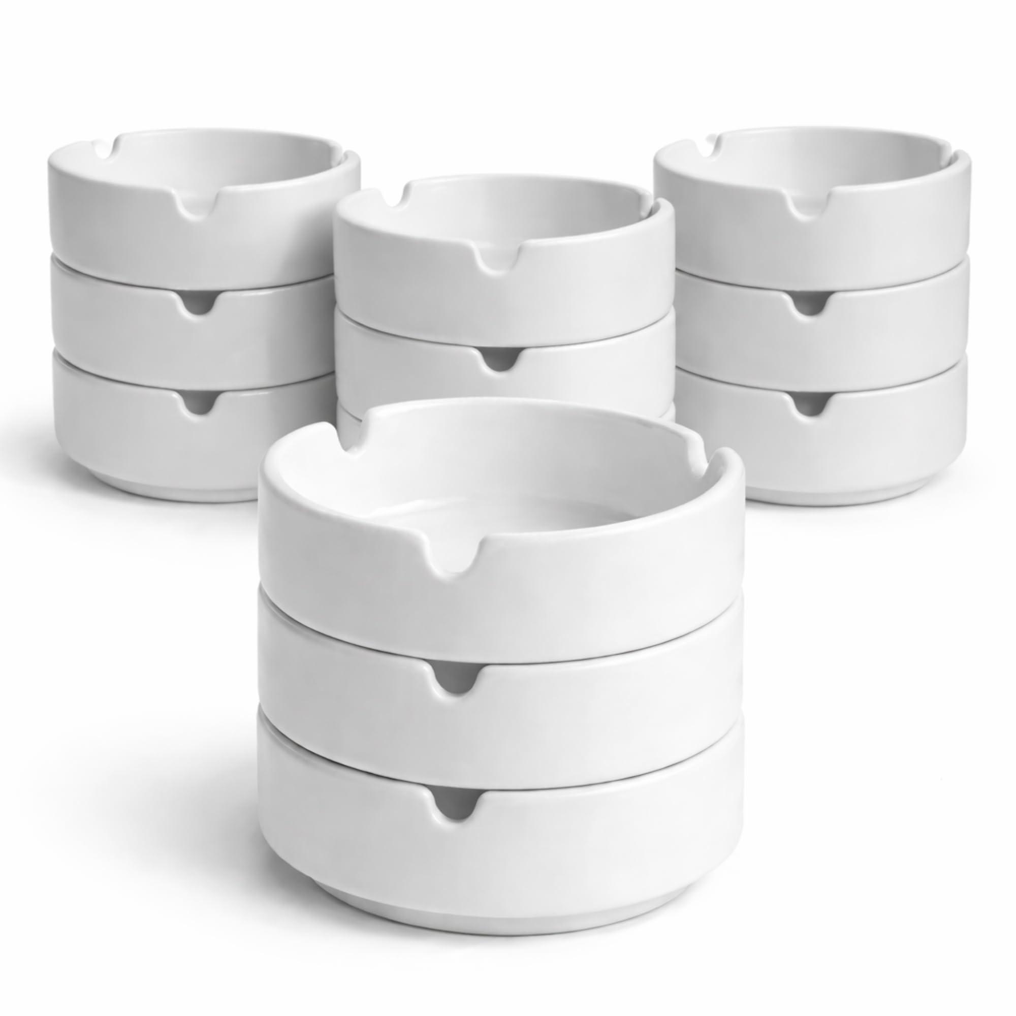 Bar@Drinkstuff White Viejo Valle Moonlight Ceramic Ashtray 10Cm Pack Of 12 – Round Porcelain Table Ashtrays With 3 Cigarette Rests, Stackable Dishwasher Safe Ash Tray For Pub Garden & Hospitality Use