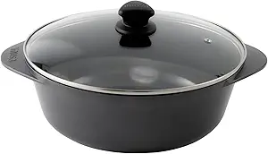 IMUSA Cocotte Cast Aluminum Ceramic Nonstick Caldero with Glass Lid, 7Qt, Black