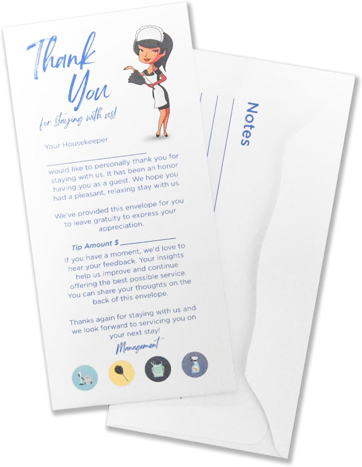 Housekeeping Envelopes for Tips, Gratuity | Hotel Envelopes for Cleaning | Perfect for Cash, Coin, Checks | 3" x 6 5/16" (500)