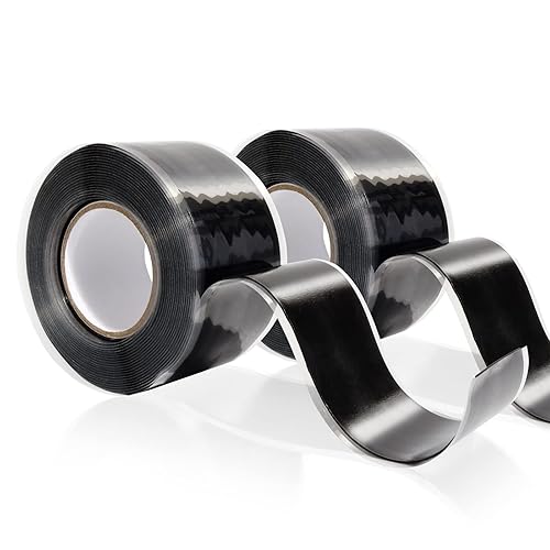 Miniatura 9 de 2 rollos de cinta de agarre de 1 pulgada x 10 pies, envoltura de agarre de silicona autofusible para asas, sin adhesivo, color blanco