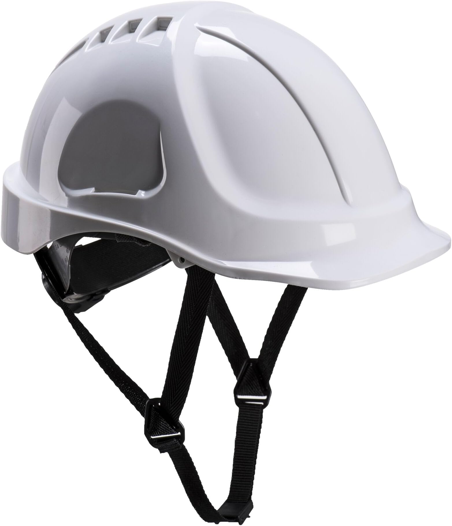 Portwest PS54 Endurance Plus Safety Hard Hat Unvented Helmet ABS Shell Electrical Insulation 6-Point Suspension Adjustable Fit Chin Strap Lateral Deformation CE Certified, White