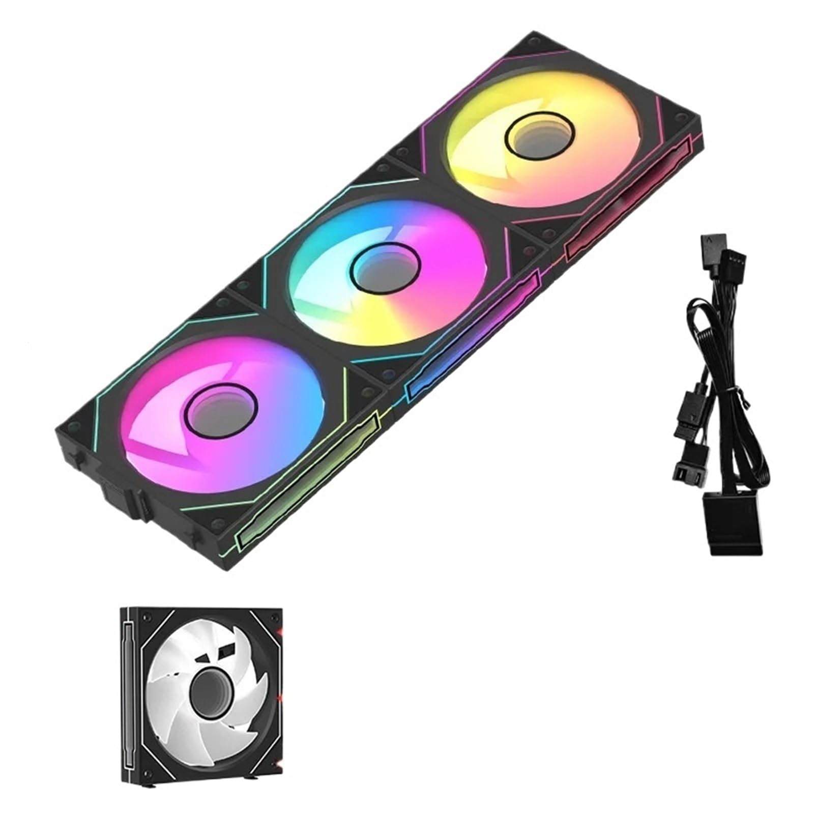 Wentylator do obudowy PC 12 V/4 Pin PWM 800-1800RPM cichy 5 V/3 piny ARGB potrójne opakowanie 120 mm wentylator do chłodzenia wodą (Forward Black 3 w 1)