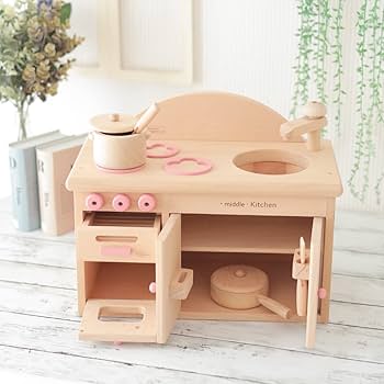 Amazon | 木製おもちゃのだいわ ミドルキッチンセット（ピンク