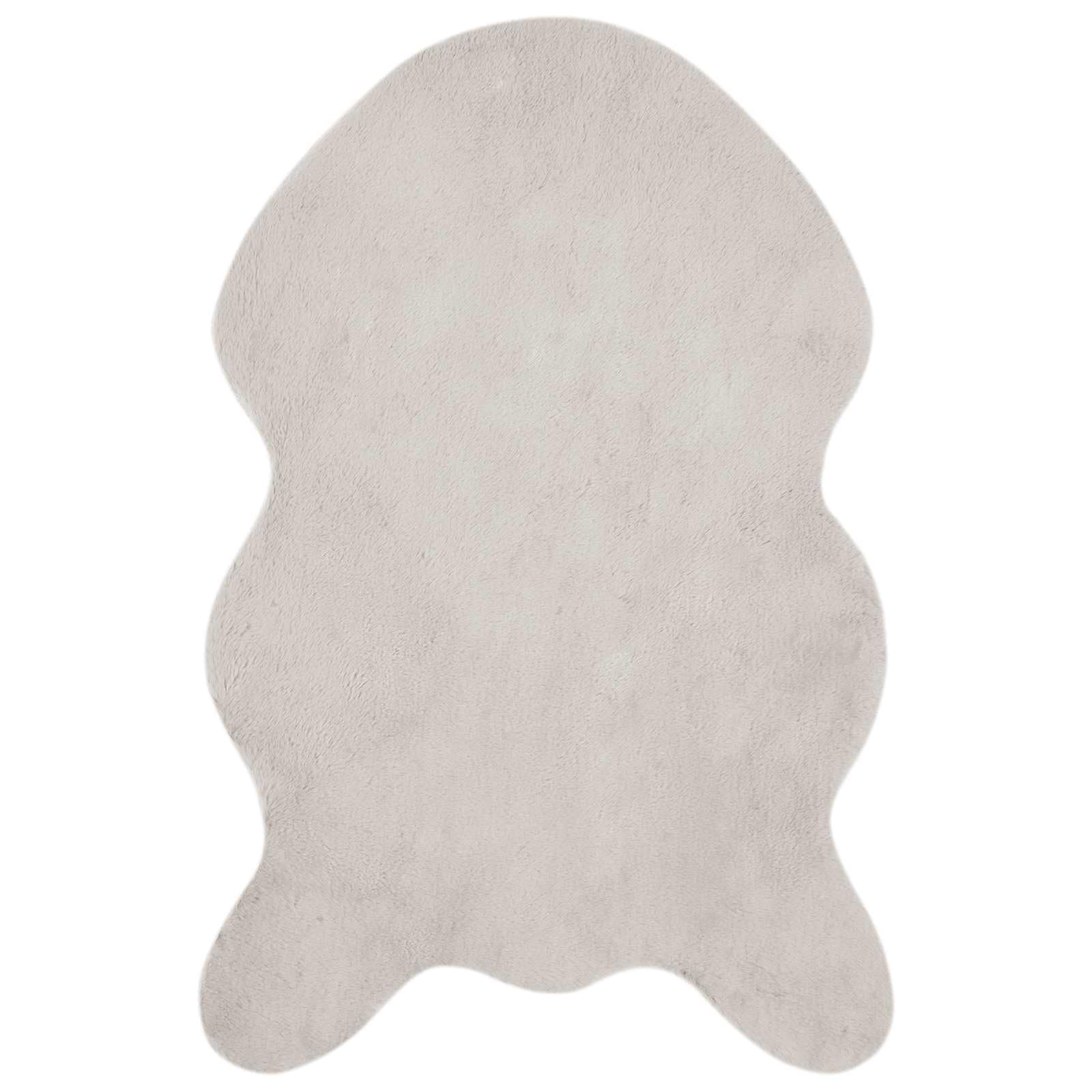 Tapis en fausse fourrure de lapin Olite beige 50x80 cm pour salon et bureau