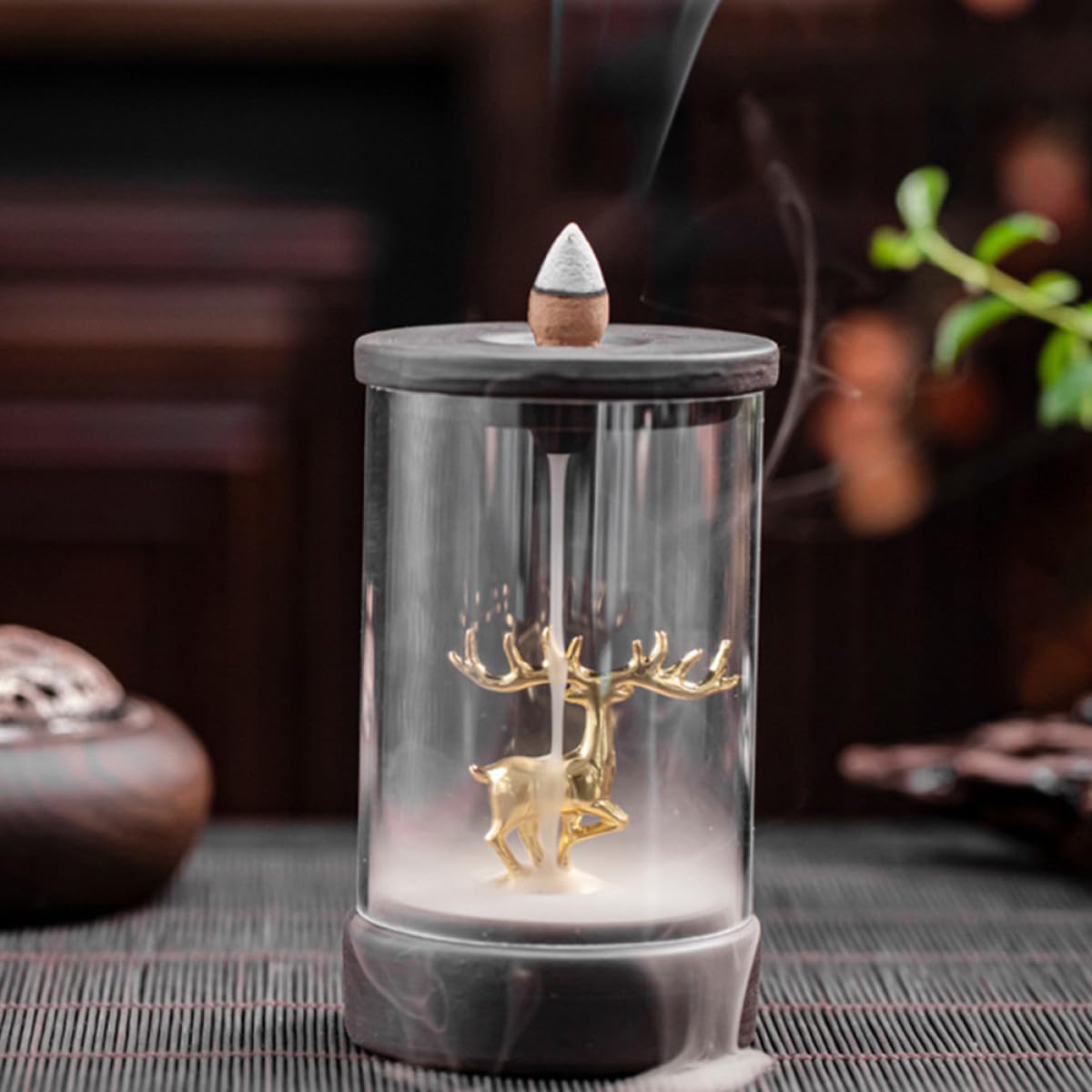 SUPVOX Eleganter Rückfluss Räuchergefäß Goldener Hirsch Kreativer Räucherstäbchenhalter für Wohndekoration Aromatherapie im Büro und Zuhause