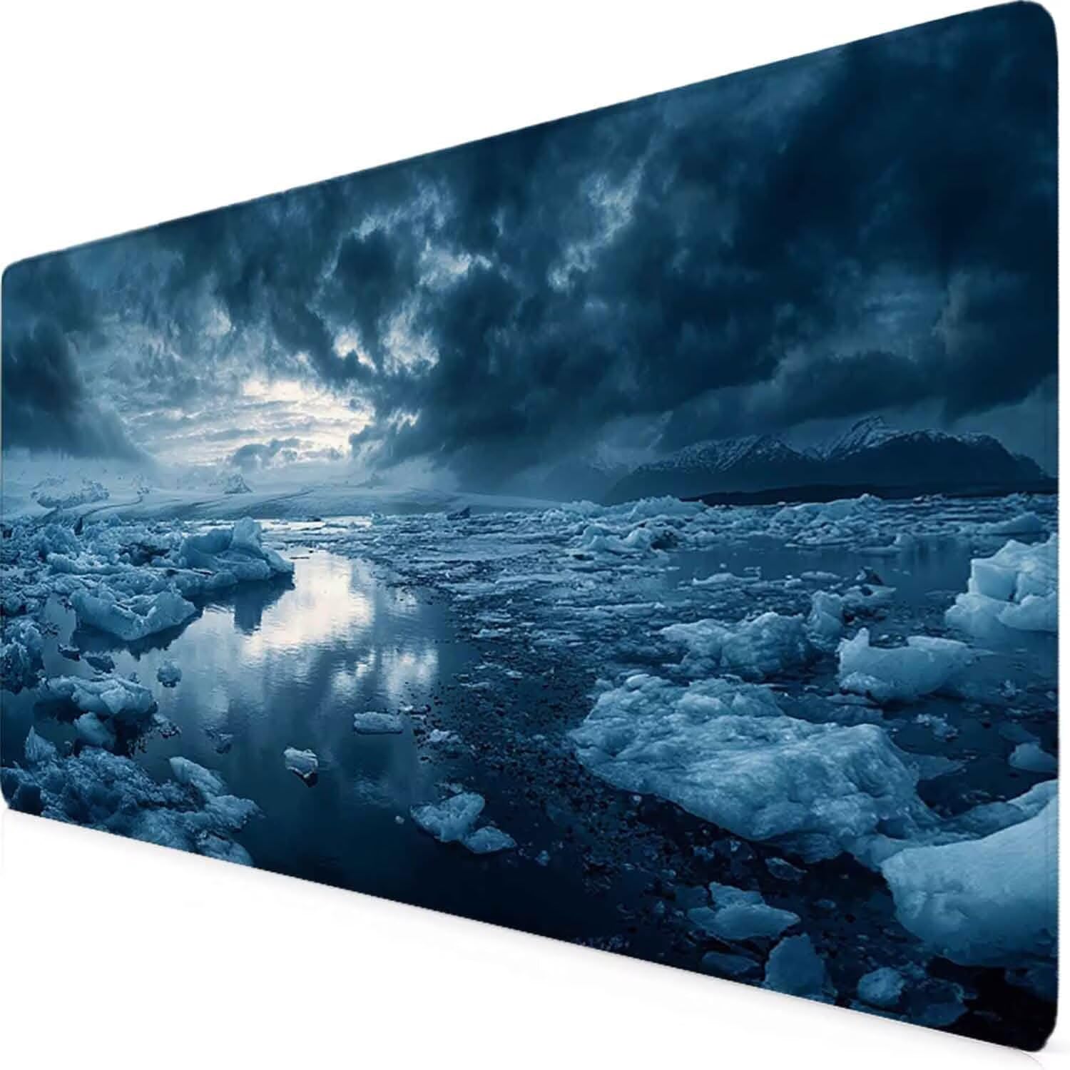 Niebieska Arktyczna podkładka pod mysz XXL Podkładka pod mysz 1200 x 600 mm Podkładka pod mysz z przeszytymi krawędziami i antypoślizgową gumową podstawą Podkładka pod mysz XXL do komputera, laptopa