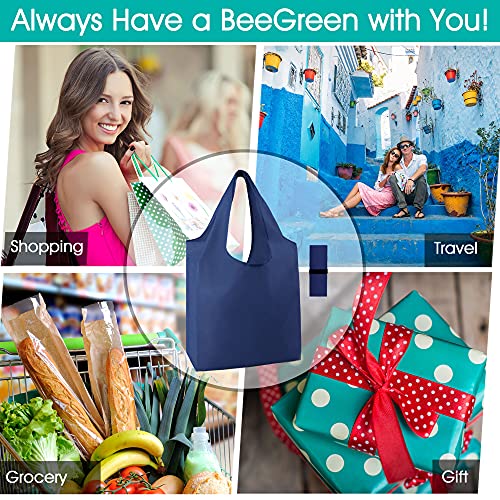 Image of BeeGreen Rolled Up Grocery Bags Reusable Shopping Bags Foldable for Groceries