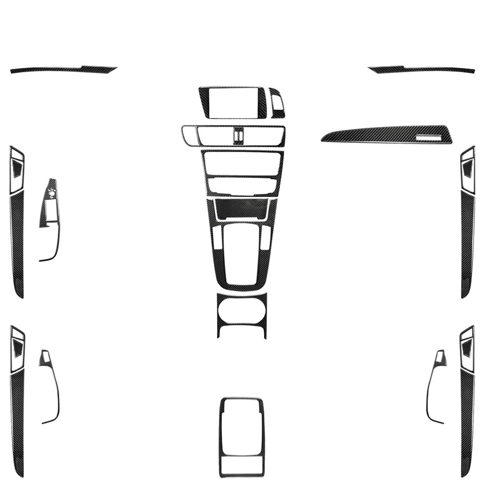 Interior Trim for Q5 for SQ5 8R 2009-2017 Carbon Fiber Center Console Dashboard Gear Shift Air Outlet Suite Car Interior Accessories Sticker Auto Central Inner(Black Carbon LHD)