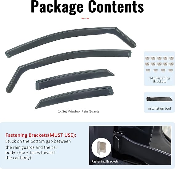 Fit 2022-2026 Lexus NX All Models in Channel PC Window Visors Black 4PCS | IKON MOTORSPORTS, For NX250 NX350 NX350h NX450h+, Polycarbonate, Rain Guards, Side Window Wind Deflectors, Scratch Proof