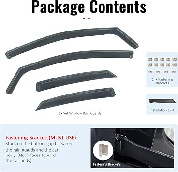 Fit 2022-2026 Lexus NX All Models in Channel PC Window Visors Black 4PCS | IKON MOTORSPORTS, For NX250 NX350 NX350h NX450h+, Polycarbonate, Rain Guards, Side Window Wind Deflectors, Scratch Proof
