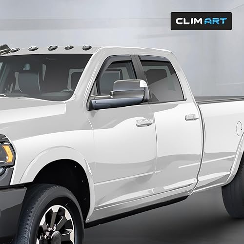 Miniatura 5 de CLIM ART Protectores de lluvia increíblemente duraderos en el canal para Dodge RAM 2500 3500 2019-2026 Crew Cab, deflectores de ventana originales,